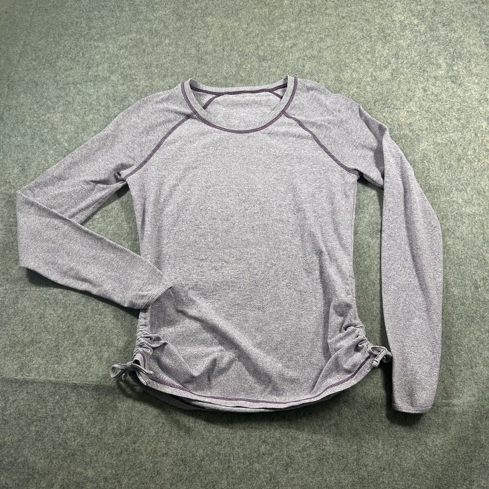 Lucy Active Shirt Womens Small Ruched Striped Dashing Athletic Purple